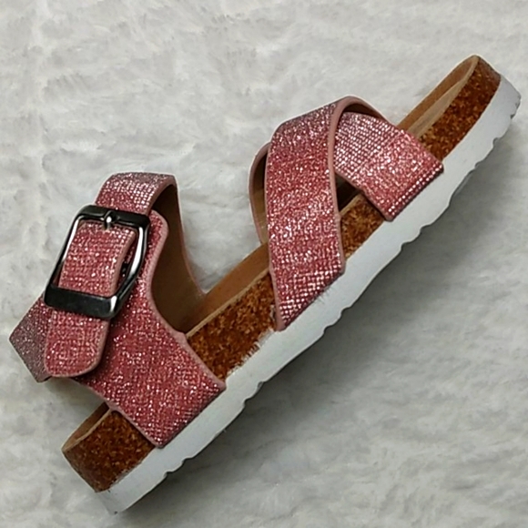 Toddler Girls Glitter Bling Pink Strappy Sandals - Picture 3 of 8